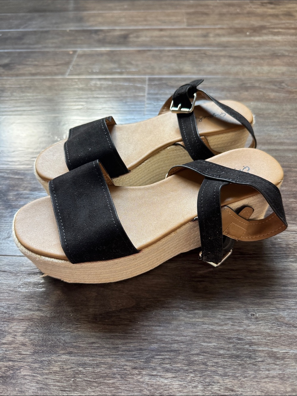 Women’s Black Platform Sandals with Ankle Strap